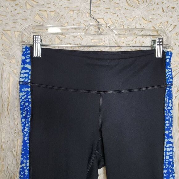 Champion DuoDry Mixed Pattern Stretch Crop Leggings Black Blue Medium - Picture 8 of 11